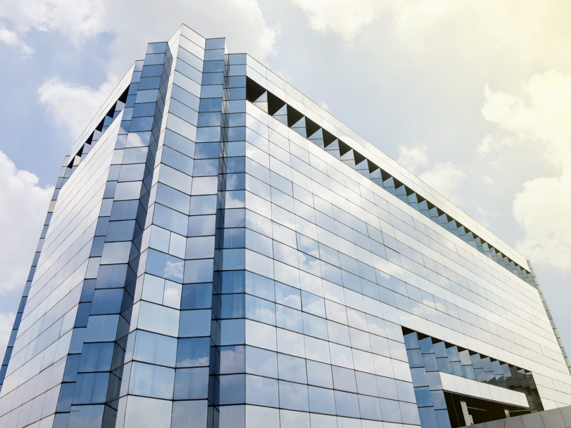 Office building on the city with a blue sky background
